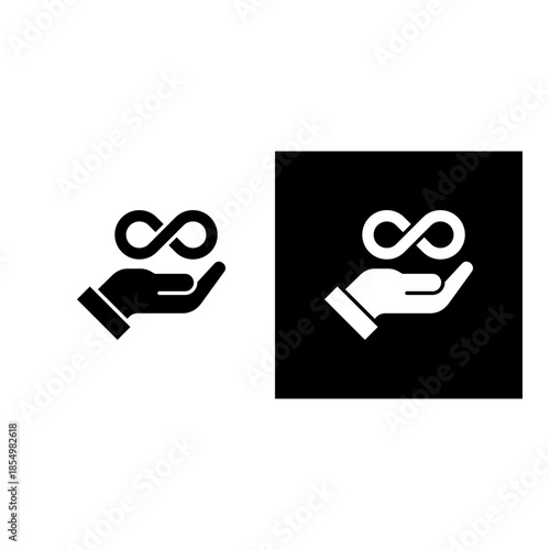 All Inclusive icon black and white filled.