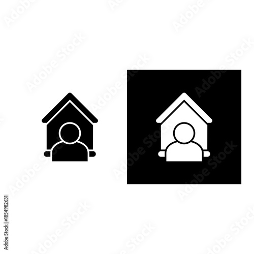 Household icon black and white filled.