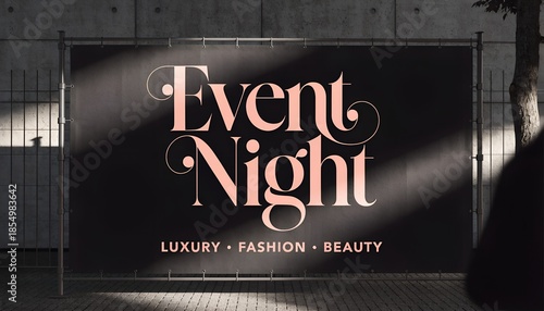 Event Night Banner with Luxury Fashion Beauty Text on Dark Background