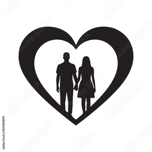 loving couple holding hands in heart shape black silhouette romantic relationship love and togetherness concept