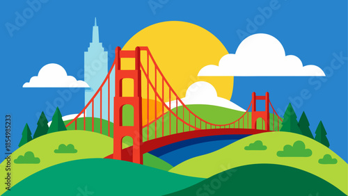 Golden gate bridge in a scenic landscape