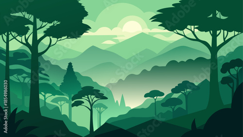 Serene forest sunrise