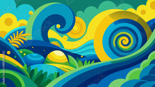 Vibrant ocean waves at sunset