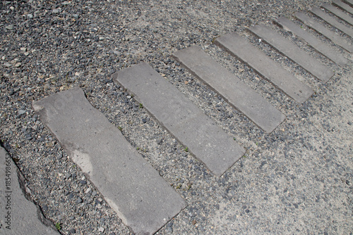 path in a samurai's residence (aizu bukeyashiki) in aizuwakamatsu in japan 