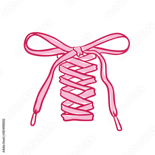 Hand drawn pink shoelace clip art