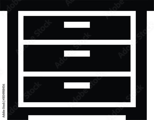 Minimalist black chest of drawers icon for home furniture and storage solutions