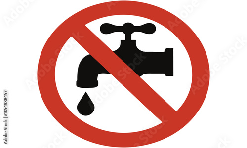  No Water Tap Sign: Prohibition Dripping Faucet Icon .