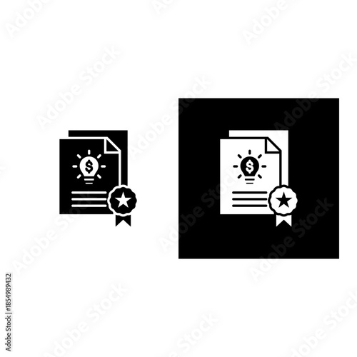 Intangible Asset icon black and white filled.
