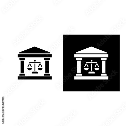 Courthouse icon black and white filled.