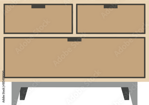Modern minimalist light brown dresser with three spacious drawers and sleek design