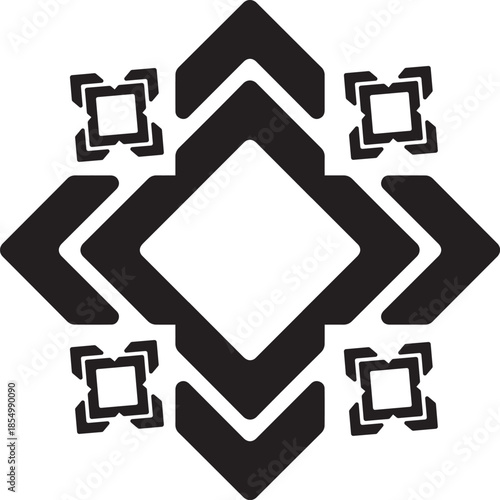 Symmetrical Geometric Abstract Emblem with Chevron Elements