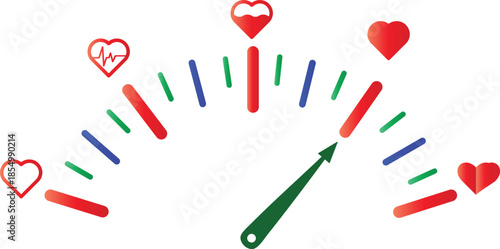 Heart rate meter with pulse line and gauge indicator