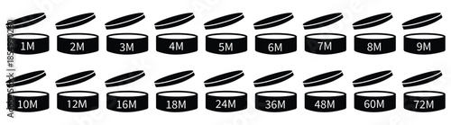 PAO Cosmetic Expiry Icons Set for Skincare and Beauty Product Labeling Vector