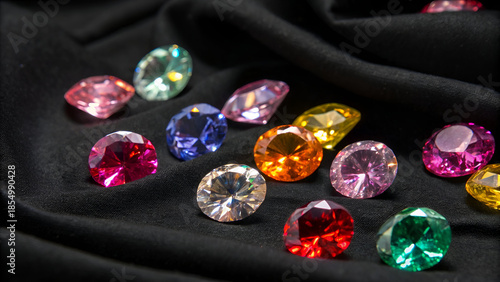 Luxury Colorful Diamonds on Black Background