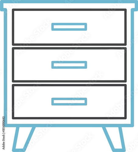 Minimalist black silhouette icon of a chest of drawers for home furniture