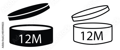 PAO Cosmetic Expiry Icons Set for Skincare and Beauty Product Labeling Vector