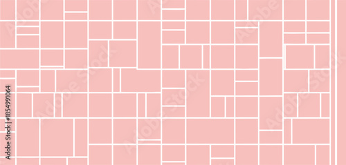 Pink brick wall background with white grout lines texture