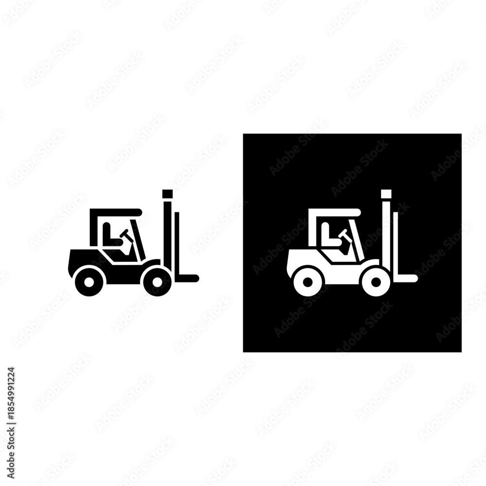 Fototapeta premium Forklift icon black and white filled.