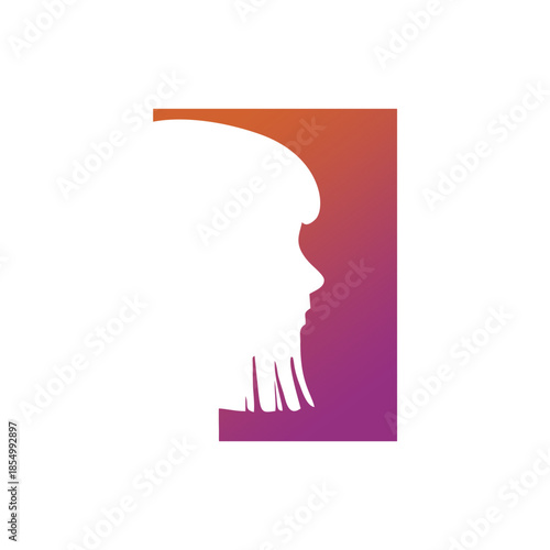 Human head  Collection of black silhouettes, diverse male and female side view faces, different hairstyles