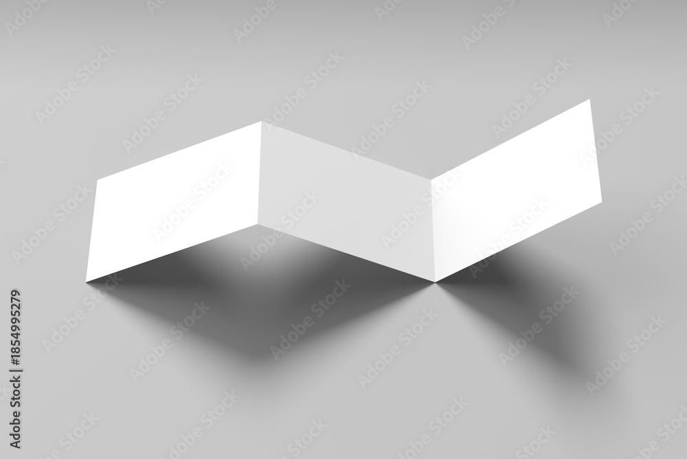 Fototapeta premium A4 Landscape Tri Fold Brochure Mockup in Perspective View on Neutral Background