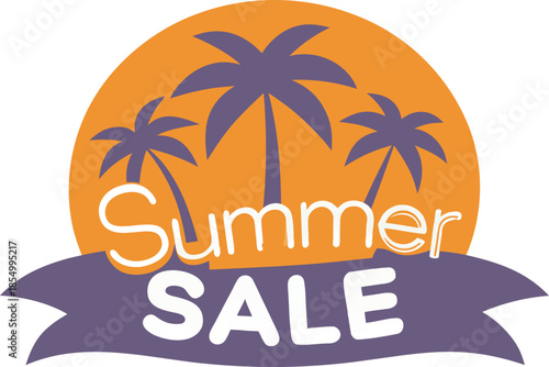 Wallpaper Mural Colorful summer sale badge with palm trees and playful typography Torontodigital.ca