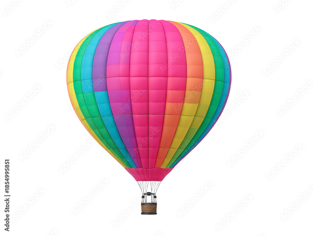 Naklejka premium Colorful hot air balloon rainbow striped isolated on transparency background vibrant adventure travel transportation leisure vertical outdoor cheerful