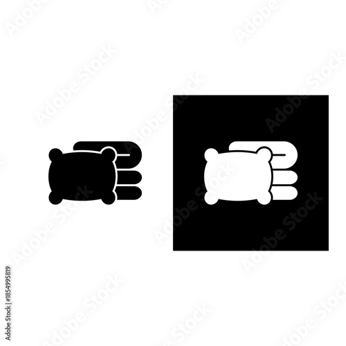 Bed Linen icon black and white filled.