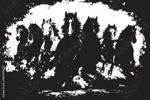 Seven Horses Thundering Grunge Charge