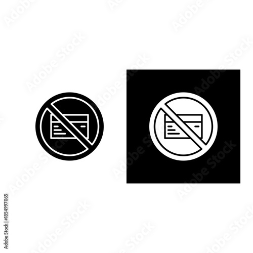 No Credit Card icon black and white filled.