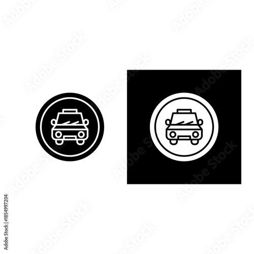 Taxi icon black and white filled.