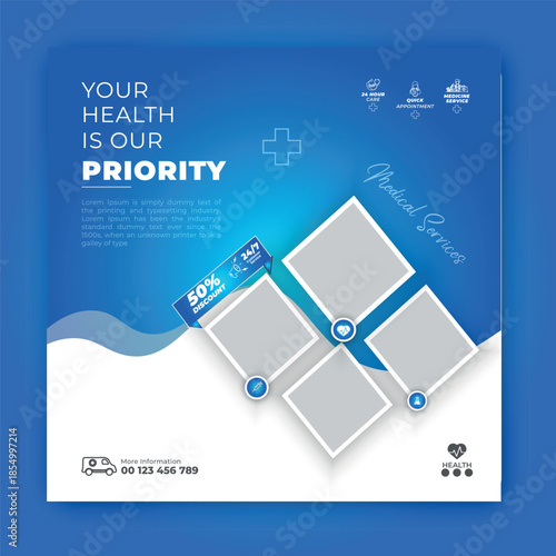 Your Health Is Our Priority Medical Services Flyer with Discount Offer
