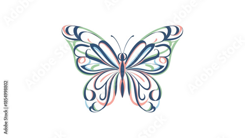 Artistic Butterfly Illustration Colorful Wing Design in Soft Pastel Hues for Decorative Use