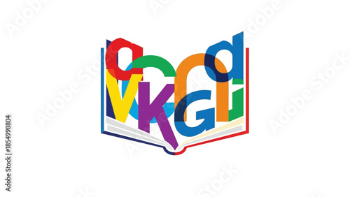 Colorful Alphabet Letters Forming Words on an Open Book - Concept of Education and Learning