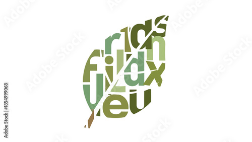 Abstract leaf design a creative fusion of nature, text, and environmental aesthetics for innovative branding