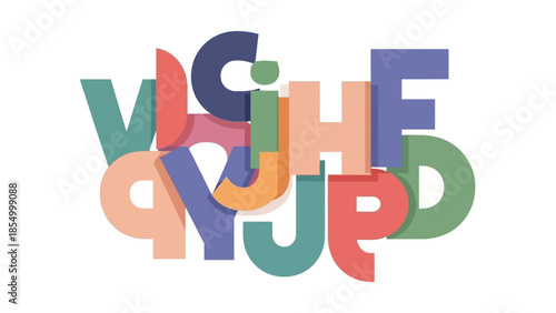 Abstract Alphabet Overlay A Colorful Graphic Design of Overlapping Letters and Typography