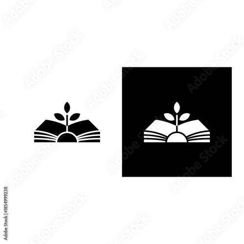 Environmental Education icon black and white filled.