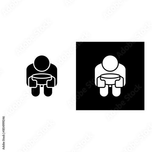 Poverty And Hunger icon black and white filled.