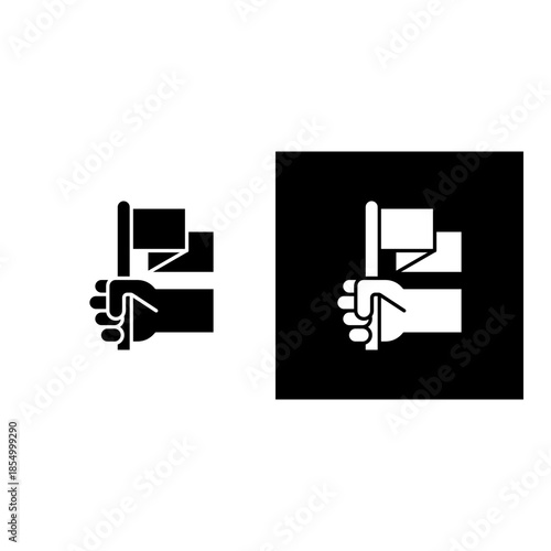 Democracy icon black and white filled.