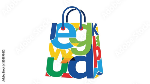 Colorful shopping bag logo design for retail and e-commerce, symbolizing purchases and deals
