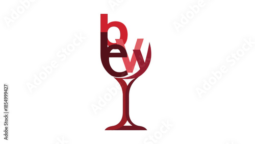 Stylized Wine Glass Logo Bew, a Creative Design Featuring Letters within a Glass