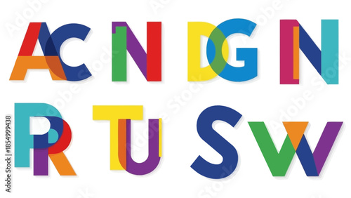 Colorful Overlapping Letters A Creative Alphabet Design for Visual Communication and Branding