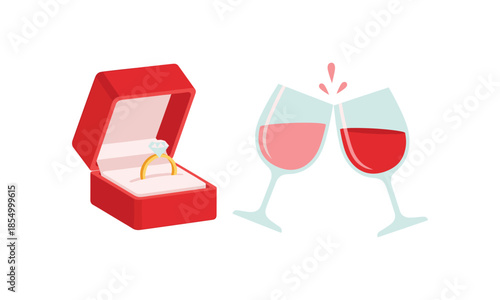 Valentine's day set bundle valentine's day with ring and toast