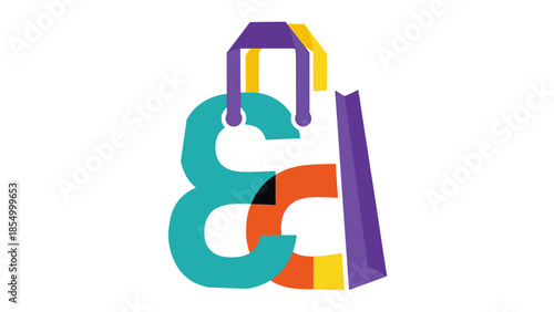 Colorful Shopping Bag Logo Creative Design for Retail and Online Commerce Branding