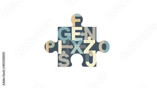 Puzzle Piece with Letters - Creative and Conceptual Design Illustrating Concepts and Ideas