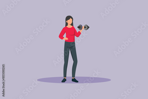 Physical activity of women using dumbbells in the gym. Physical Activity Concept. Colored flat vector illustration isolated