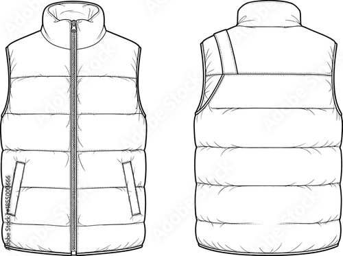 Puffy vest front and back view puffer vest clothing outerwear
