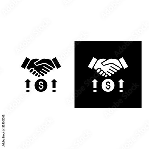 Acquisitions icon black and white filled.