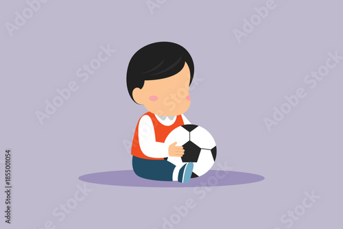 Wallpaper Mural Little boy really enjoys playing ball. Children playing toys Concept. Colored flat vector illustration isolated Torontodigital.ca