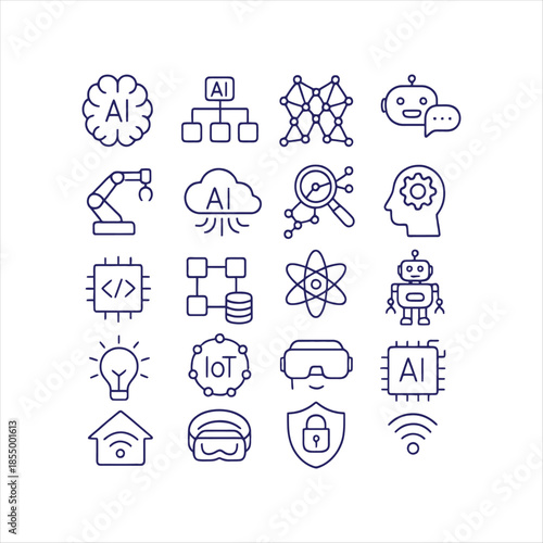 Set of business and social network icons in vector style for web design