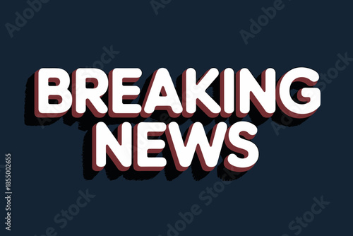 ThreeDimensional breaking news text effect isolated on transparent background
